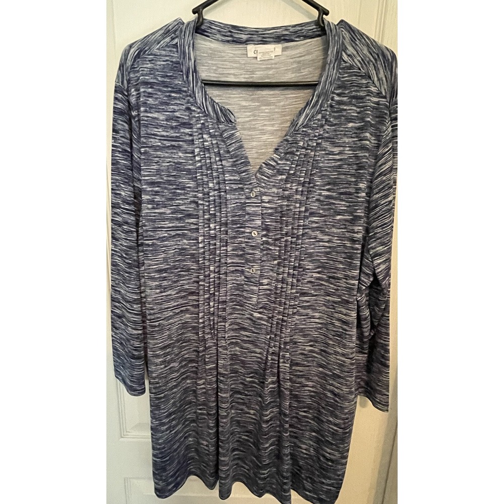 CW Classics Blue with a touch of grey and white Womans Top Size 1X